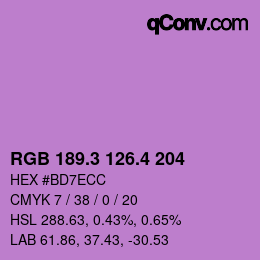 カラーコード: RGB 189.3 126.4 204 | qconv.com