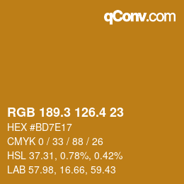カラーコード: RGB 189.3 126.4 23 | qconv.com