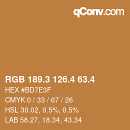 カラーコード: RGB 189.3 126.4 63.4 | qconv.com