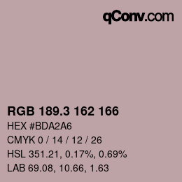 カラーコード: RGB 189.3 162 166 | qconv.com