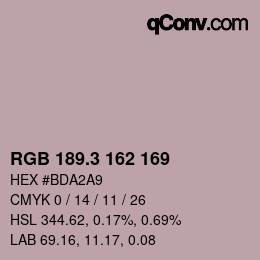 カラーコード: RGB 189.3 162 169 | qconv.com
