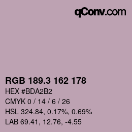 カラーコード: RGB 189.3 162 178 | qconv.com