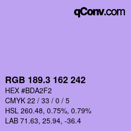 カラーコード: RGB 189.3 162 242 | qconv.com