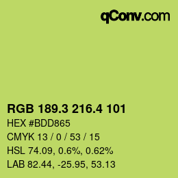 カラーコード: RGB 189.3 216.4 101 | qconv.com
