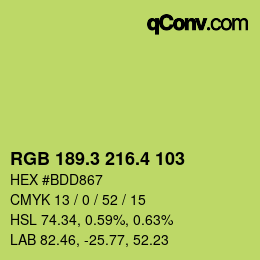 カラーコード: RGB 189.3 216.4 103 | qconv.com