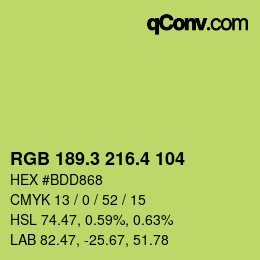 カラーコード: RGB 189.3 216.4 104 | qconv.com