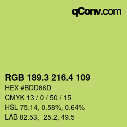 カラーコード: RGB 189.3 216.4 109 | qconv.com