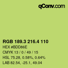 カラーコード: RGB 189.3 216.4 110 | qconv.com