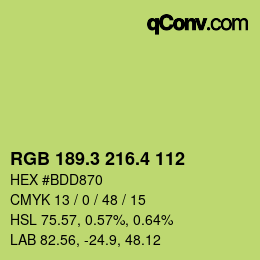 カラーコード: RGB 189.3 216.4 112 | qconv.com