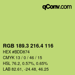 カラーコード: RGB 189.3 216.4 116 | qconv.com