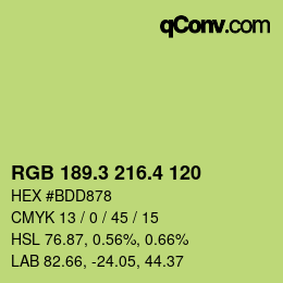 カラーコード: RGB 189.3 216.4 120 | qconv.com