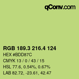カラーコード: RGB 189.3 216.4 124 | qconv.com