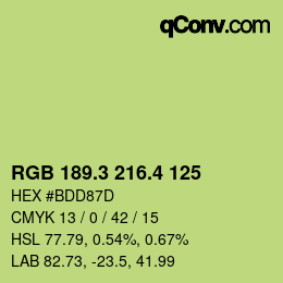 カラーコード: RGB 189.3 216.4 125 | qconv.com