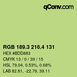 カラーコード: RGB 189.3 216.4 131 | qconv.com