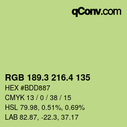 カラーコード: RGB 189.3 216.4 135 | qconv.com