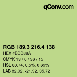 カラーコード: RGB 189.3 216.4 138 | qconv.com