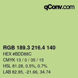 カラーコード: RGB 189.3 216.4 140 | qconv.com