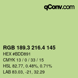 カラーコード: RGB 189.3 216.4 145 | qconv.com