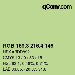 カラーコード: RGB 189.3 216.4 146 | qconv.com