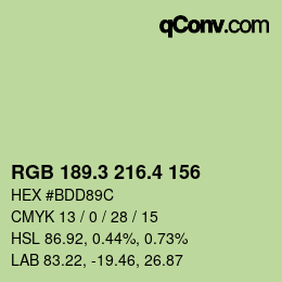 カラーコード: RGB 189.3 216.4 156 | qconv.com