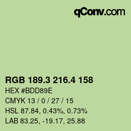 カラーコード: RGB 189.3 216.4 158 | qconv.com