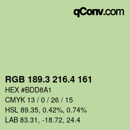 カラーコード: RGB 189.3 216.4 161 | qconv.com