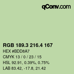 カラーコード: RGB 189.3 216.4 167 | qconv.com