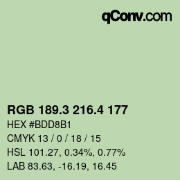 カラーコード: RGB 189.3 216.4 177 | qconv.com