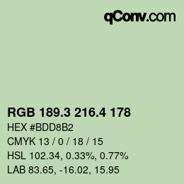 カラーコード: RGB 189.3 216.4 178 | qconv.com