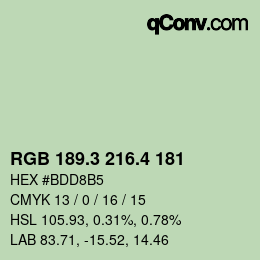 カラーコード: RGB 189.3 216.4 181 | qconv.com