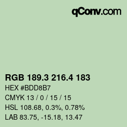 カラーコード: RGB 189.3 216.4 183 | qconv.com