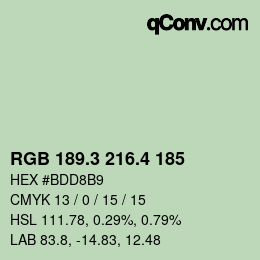 カラーコード: RGB 189.3 216.4 185 | qconv.com