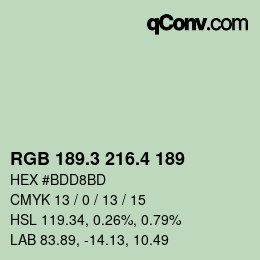 カラーコード: RGB 189.3 216.4 189 | qconv.com