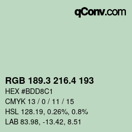 カラーコード: RGB 189.3 216.4 193 | qconv.com
