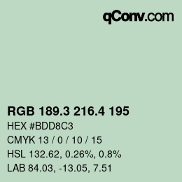 カラーコード: RGB 189.3 216.4 195 | qconv.com