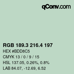 カラーコード: RGB 189.3 216.4 197 | qconv.com