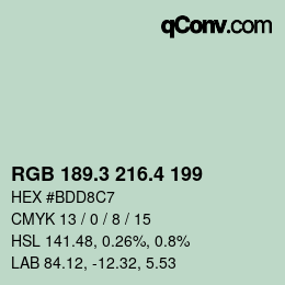 カラーコード: RGB 189.3 216.4 199 | qconv.com