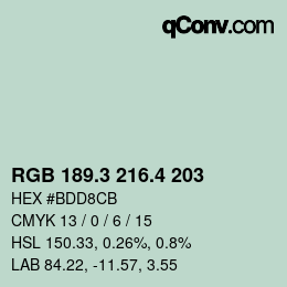 カラーコード: RGB 189.3 216.4 203 | qconv.com