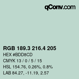 カラーコード: RGB 189.3 216.4 205 | qconv.com
