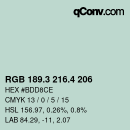 カラーコード: RGB 189.3 216.4 206 | qconv.com