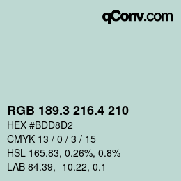 カラーコード: RGB 189.3 216.4 210 | qconv.com