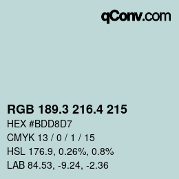 カラーコード: RGB 189.3 216.4 215 | qconv.com