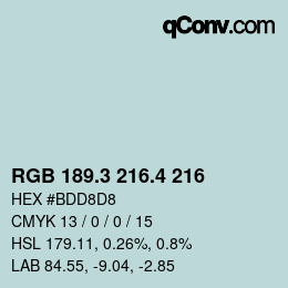 カラーコード: RGB 189.3 216.4 216 | qconv.com