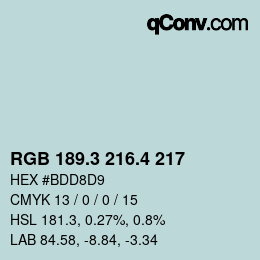 カラーコード: RGB 189.3 216.4 217 | qconv.com