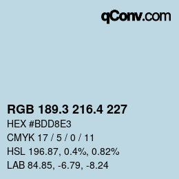 カラーコード: RGB 189.3 216.4 227 | qconv.com