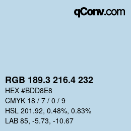 カラーコード: RGB 189.3 216.4 232 | qconv.com