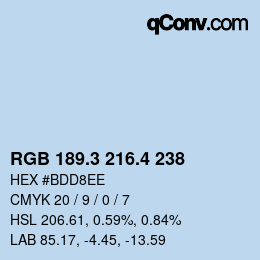 カラーコード: RGB 189.3 216.4 238 | qconv.com