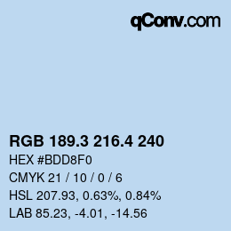 カラーコード: RGB 189.3 216.4 240 | qconv.com