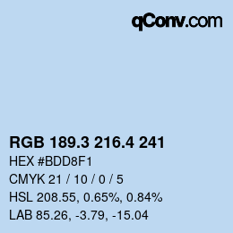 カラーコード: RGB 189.3 216.4 241 | qconv.com