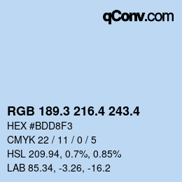 カラーコード: RGB 189.3 216.4 243.4 | qconv.com